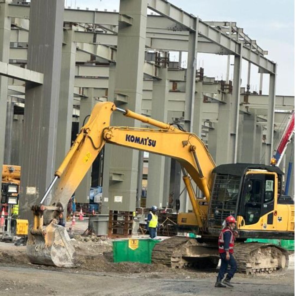 Reinforced concrete civil works at an industrial site