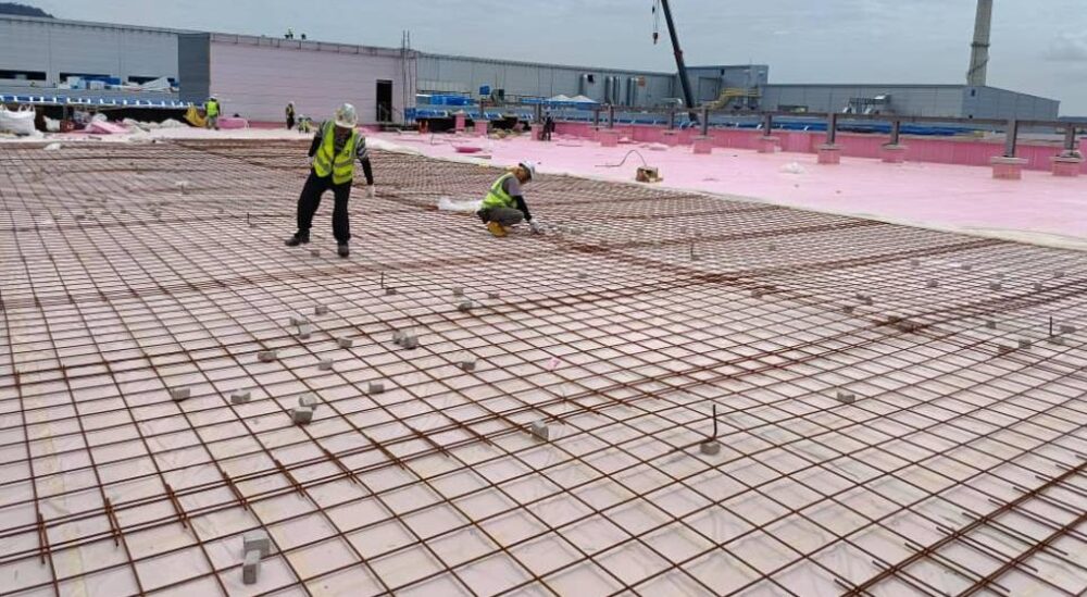 Civil and architecture works underway at an industrial site