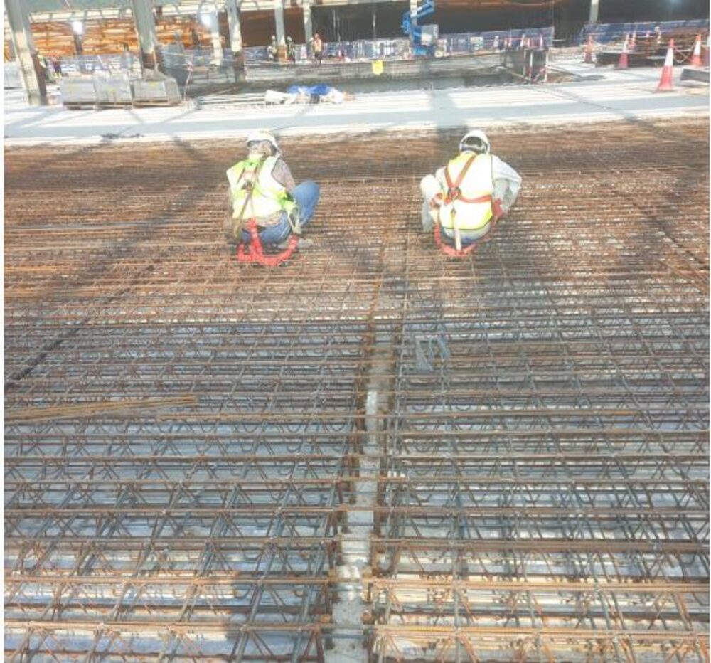 Reinforced concrete works at an industrial site