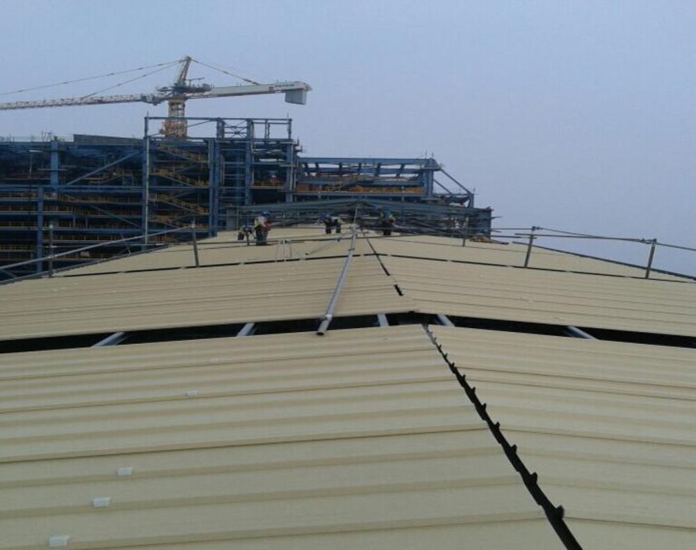 Roofing and cladding works in progress at TNB Manjung power plant
