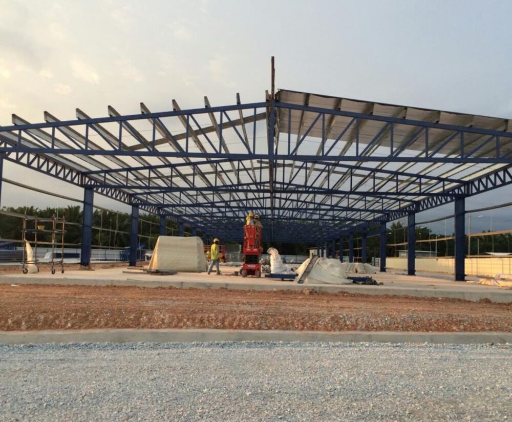 Steel warehouse frame construction for the TNB Jimah power plant